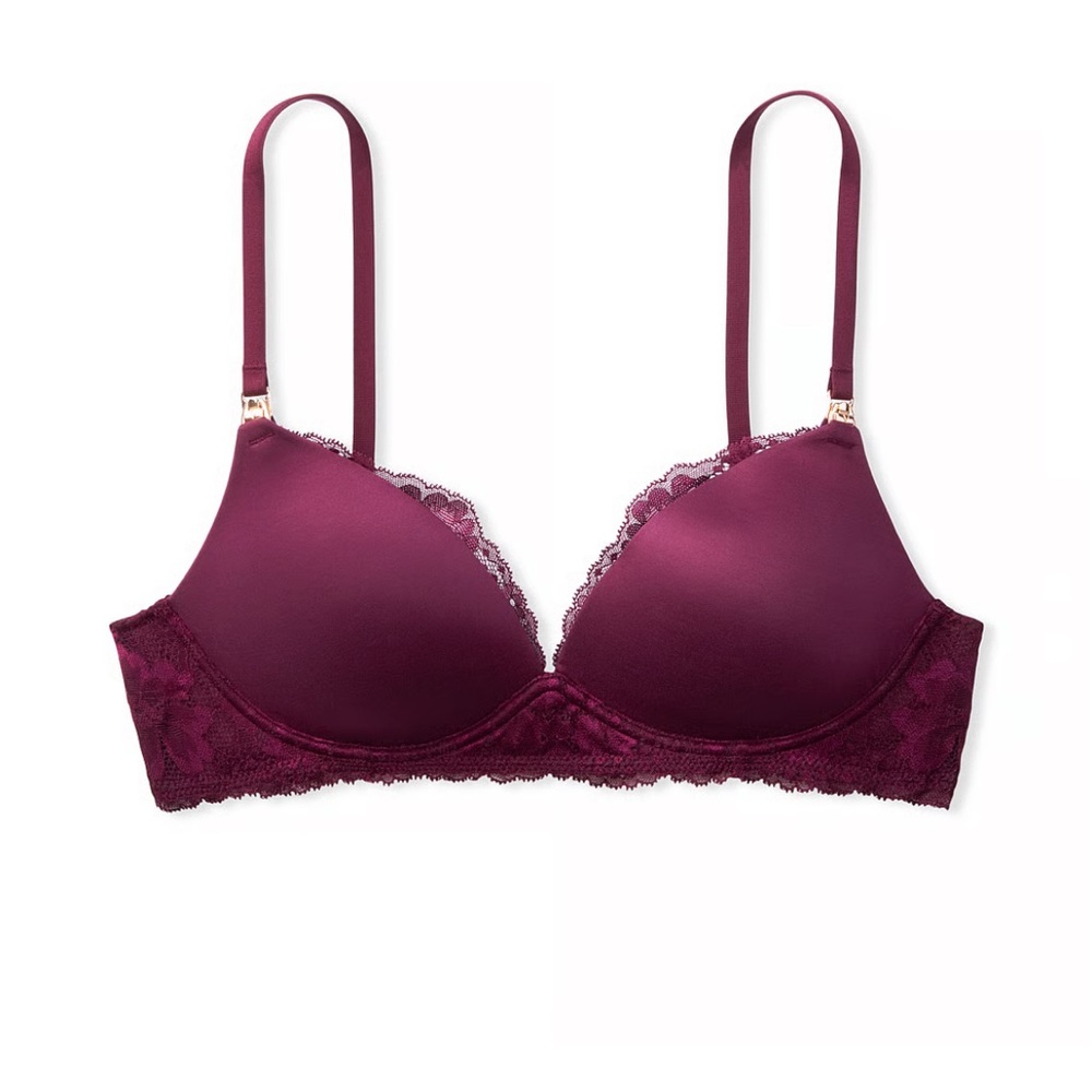 Victoria's Secret Lace-Trim Nursing Maternity Bra - Deep Burgundy